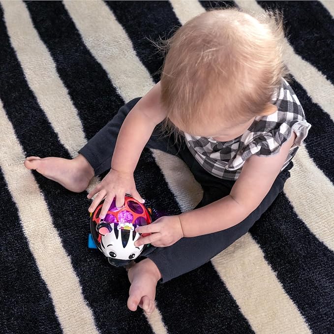 Baby Einstein Curious Car Zen Oball Toy Car & Rattle, Light Up, Ages 3 Months+, Zen The Zebra