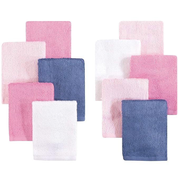 Little Treasure Unisex Baby Rayon from Bamboo Luxurious Washcloths, Pink Denim 10-Pack, One Size