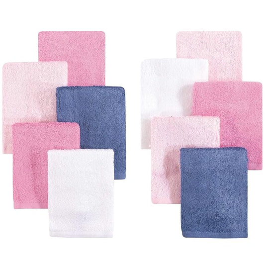 Little Treasure Unisex Baby Rayon from Bamboo Luxurious Washcloths, Pink Denim 10-Pack, One Size