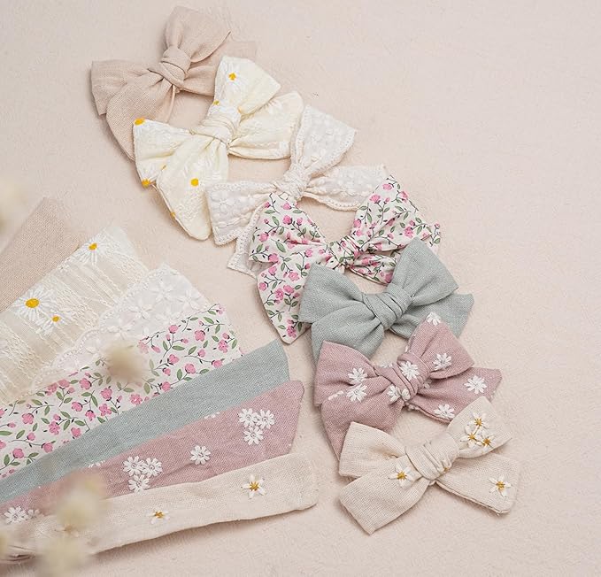 Fancy Clouds Baby Girl Bows and Headbands,14 pcs Stretchy Soft Nylon Hairbands Hair Bows for Newborns, Infants, Toddlers - Handmade Baby Hair Accessories for Girls Gifts