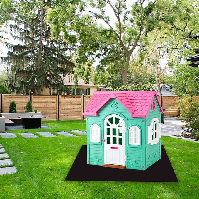 Outdoor Playhouse Mat, 71'' x 55'' Extra Large Non Slip Felt Play Mat with Waterproof Backing, Soft Durable Activity Rug for Kids Playhouse Floor, Indoor Outdoor Use, Portable & Washable (Black)
