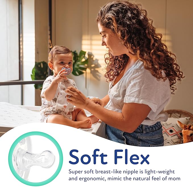 Dr. Talbot's Soft-Flex Orthodontic Pacifiers 6-12 Months, Aqua/White, 2 Pack