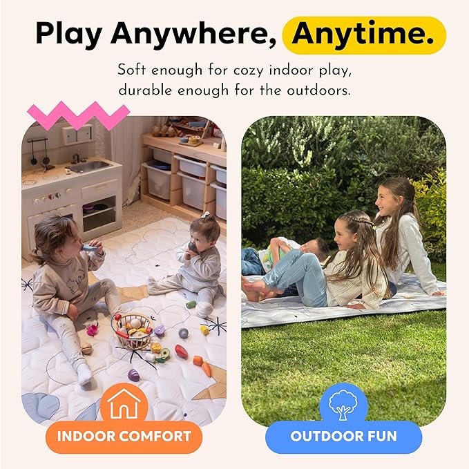 MioTetto Baby Mat for Floor, 50" x 50" Playpen Mat, Thick Soft Foam Padding Baby Play Mat, Portable Quilted playmat - Washable Baby Floor Play mat, Non-Slip Play Mat for Babies & Toddlers
