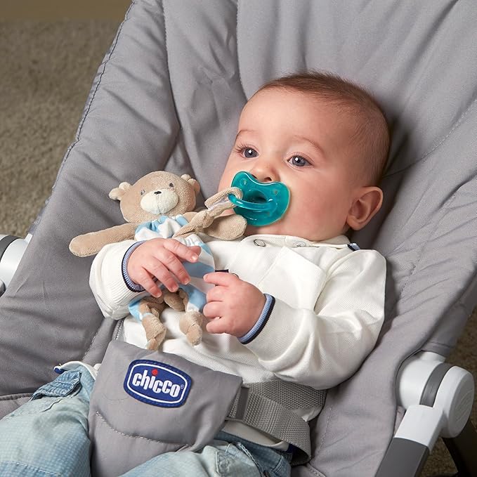Chicco PhysioForma Orthodontic Pacifier for Babies 16-24 Months, 100% Soft Silicone, BPA Free & Breathing Support, 2-Pack with Sterilizing Case, Dark Blue Green