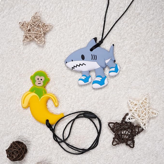2 Pcs Silicone Sensory Chew Necklace Toy for Boys and Girls,Chewy Necklace for Kids with Autism, ADHD,Oral Motor,Biting Needs,Reduce Anxiety Fidgeting (Italian Brainrot)