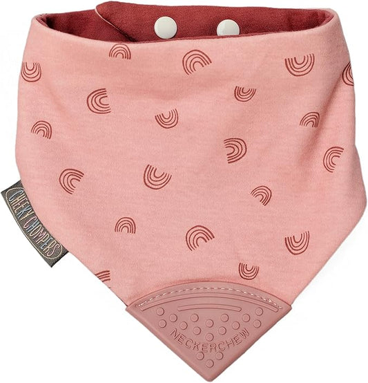 Cheeky Chompers Neckerchew Teething Bib, 2-in-1 Bandana Style Bib w/Food Grade Silicone Teether