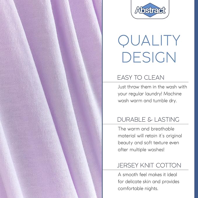 Pack n Play Fitted Sheet – Super Soft, 100% Natural Jersey Cotton – 27” x 39” – for Boys and Girls, Fits Pack n Play, Playard and Foldable Mattresses - Covered Elastic Hem (Lavender)