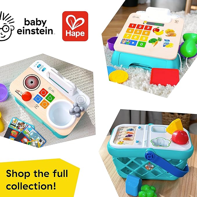 Baby Einstein + Hape Magic Touch Toy Cash Register Pretend to Check Out Toy, Real Sounds and Music, Ages 1, 2, 3, 4+