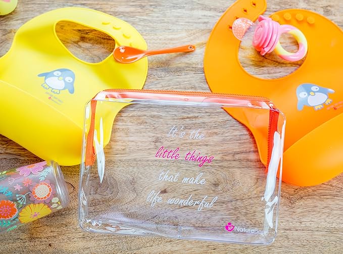 NatureBond Baby Food/Fruit Feeder (2 Pack) and Silicone Baby Bibs (Set of 2 w/Carry Pouch) Bundle