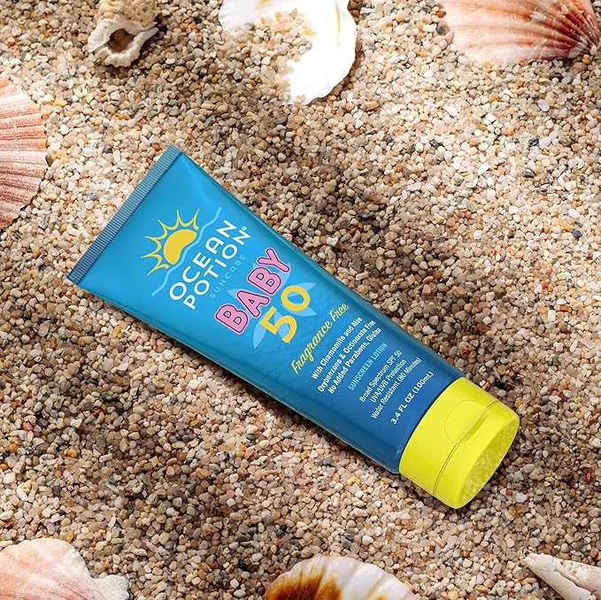 Ocean Potion Baby Sunscreen Lotion SPF 50, Broad Spectrum UVA/UVB Sun Protection, Gentle Non-Greasy Sunscreen Body Lotion with Aloe & Vitamin E, Travel Size Sun Screen 3.4 oz, Unscented