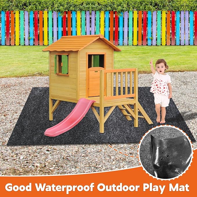 Outdoor Playhouse Mat 55 * 70.8 in Non Slip Backing Outdoor Play Mat Playhouse Activity Pad Rug Waterproof House Play Mat for Outside Game