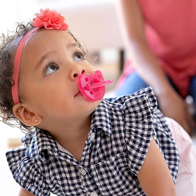 Chicco PhysioForma Orthodontic Pacifier for Babies 16-24 Months, 100% Soft Silicone, BPA Free & Breathing Support, 2-Pack with Sterilizing Case, Dark Pink