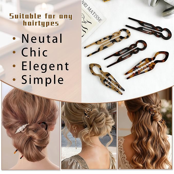 4PCS Prestige French Hair Pins - Serrated Anti-Slip Design, Curved Angle for Better Head Fit, New Elegant Hair Accessories for Women, Suitable for All Hair Types