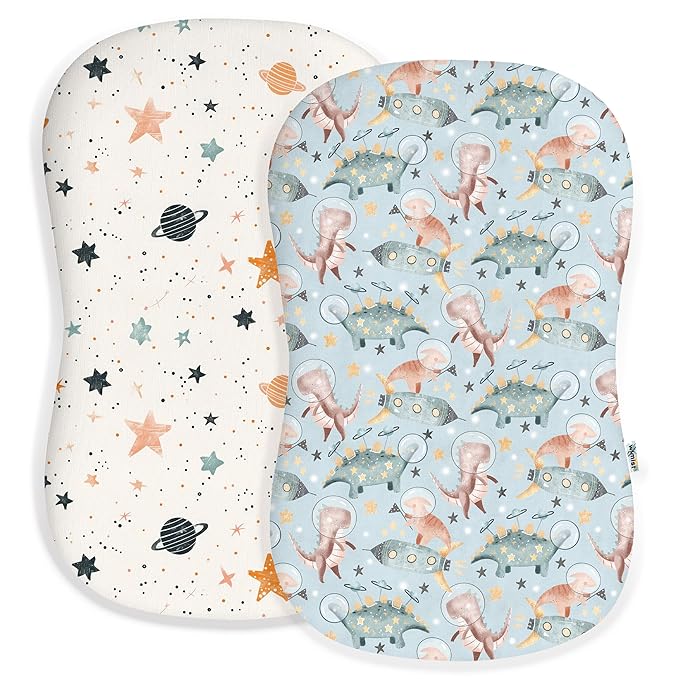 Baby Lounger Cover for Boys and Girls, Soft Breathable Polyester Cover, Fits Most Lounger Pillows, Cute Patterns, Durable and Machine Washable (Cosmic Dinos, Zipper)