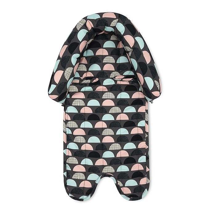 Travel Bug Baby & Toddler 2-in-1 Head Support Duo Head Support for Car Seats, Strollers & Bouncers (Grey/Teal/Pink), 8x2.75x10 Inch (Pack of 1)
