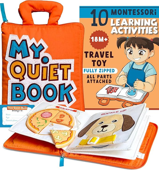 BAVY My Quiet Book - Toddler Travel Essential, Car Airplane Activity Book, Montessori Busy Board, Plane Toys for Toddlers 1-3, Gifts for 1 2 3 4 Year Old Girl, Birthday Gifts Toys Age 2-4