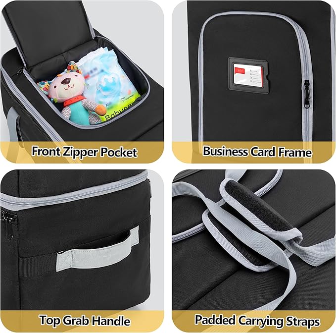 GRAOSO Car Seat Travel Bag with Wheels Compatible with UPPAbaby Aria and Mesa, Infant Padded Car Seat Carrier for Airport, Car Seat Gate Check Bag for Travel with Luggage Tag, Black, Bag Only