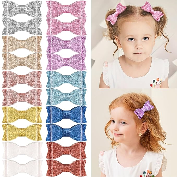 Baby Girls Pigtail Bows Sparkly Sequin Glitter Hair Bows With Alligator Clips Hair Barrettes Accessory for Girls Toddlers Kids Teens