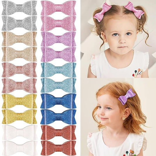 Baby Girls Pigtail Bows Sparkly Sequin Glitter Hair Bows With Alligator Clips Hair Barrettes Accessory for Girls Toddlers Kids Teens