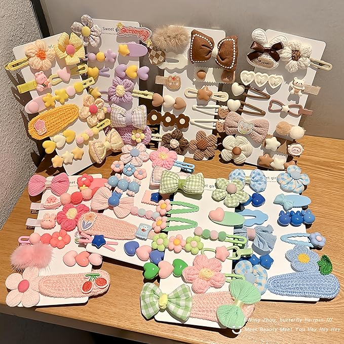 (10 Pcs) Super Cute Lovely Warm Autumn Winter Spring Theme Kid's Hairpin Flower Floral Bear Bowknot Hair Clips Hair Decoration Women Girls Salon Hairstyle Hairdressing Grip -Brown 2