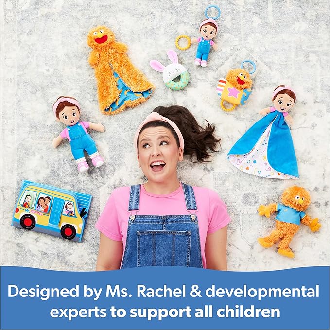 Ms. Rachel Official Hop Little Bunnies Soft Rattle, Baby Teething Toys with Plush Bunny Cover, Toddler Toys for Girls & Boys, Ages 3 Months to 1+