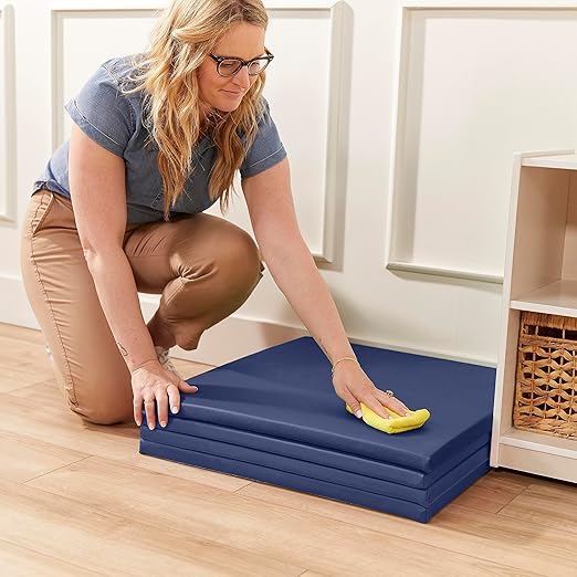 ECR4Kids SoftZone Play Patch Activity Mat Squares, Modular Playmat, Navy, 4-Pack