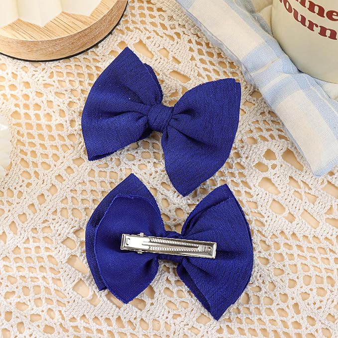 Baby Girls Hair 3'' Bows Clips Set Handmade Bow Hair Clips Hair Accessories Alligator Clip for Babies Infant Toddlers Little Kids 6 PCS Red Yellow Royal Blue