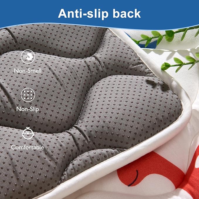 Odorless Premium Foam Baby Play Mat 4ft x 6ft, Soft Microfiber Fabric Crawling Mat for Floor- Comfortable and Hypoallergenic, Non-Slip Cushioned Floor Playpen mat for Infants,Babies,Toddlers
