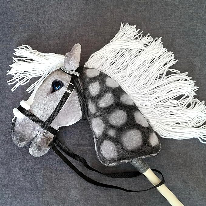 Dapple Gray Hobby Horse A3 Stick Horse for Children Horse Toy on Stick