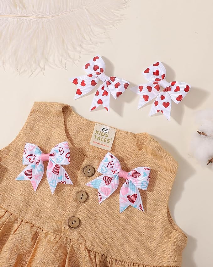 Jollybows 20pcs Baby Hair Clips Girls Bows Love Heart 2" Mini Alligator Clip Toddler Pigtail Bow Fine Hair Clip Valentine Hair Accessories