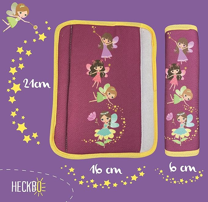 2X HECKBO car Seatbelt Protector with Fairy Fairies for Children Boys Girls, Belt Shoulder pad Pads, car seat Belt Protection, Safety seat Belt pad Pillow, Kids Belt Padding - 2.36“ x 8.27“