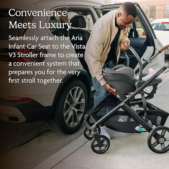 UPPAbaby Travel System - Vista V3 Stroller + Aria Lightweight Car Seat Combo - Toddler Seat, Rain Shield, Bug Shield, Car Seat, Base with Load Leg + Infant Insert Included – Greyson (Charcoal Mélange)