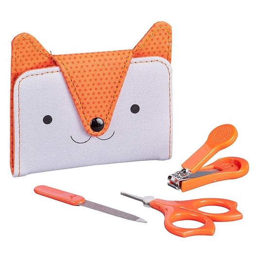 Petit Collage Baby Nail Kit – Includes Baby Nail Clippers, Scissors, and Nail File – Includes a Fox-Shaped Pouch Measures 7” x 4.5” x 0.25” – Ideal for On-The Go