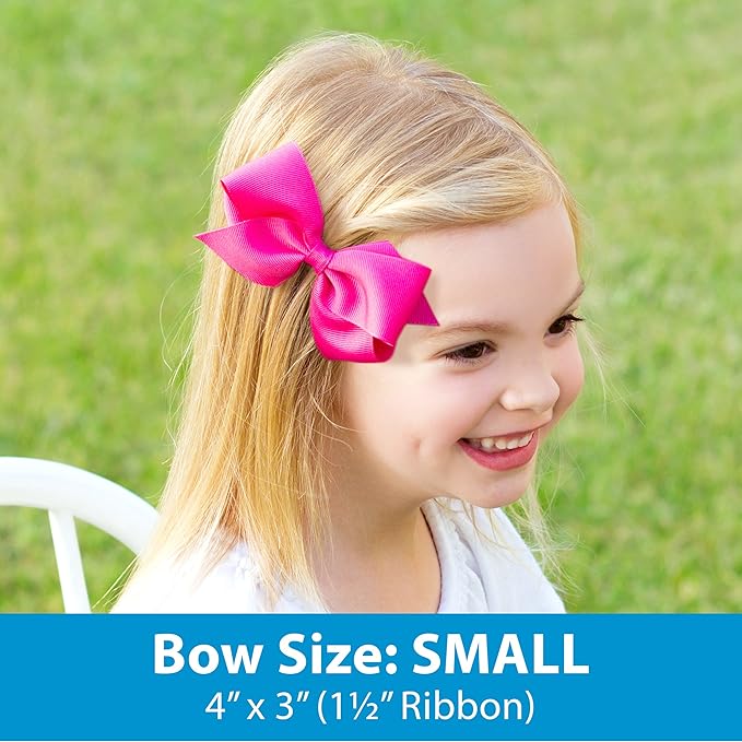 Wee Ones Girls' Plain Wrap Classic Grosgrain Hair Bows on a WeeStay No-Slip Hair Clip, Handmade, Small, Light Orchid