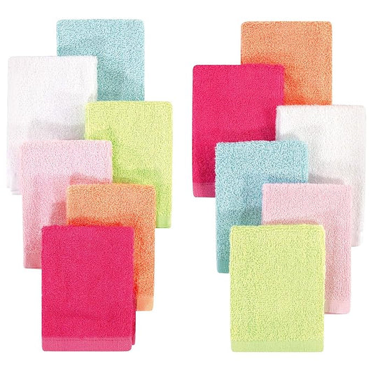 Hudson Baby Unisex Baby Rayon from Bamboo Woven Washcloths 12pk, Tropical, One Size
