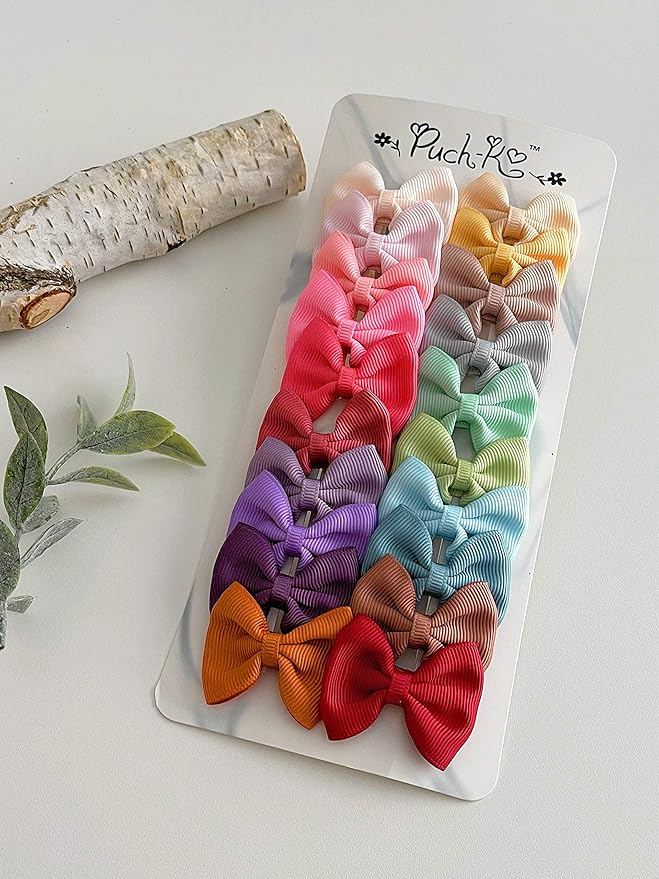 Baby Girl Hair Bow Clips for Newborns Infants Non Slip Fine Hair Tiny Barrettes (Rose)