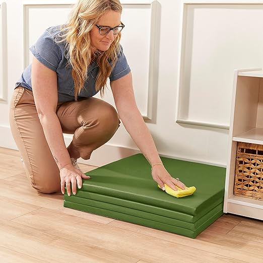 ECR4Kids SoftZone Play Patch Activity Mat Squares, Modular Playmat, Hunter Green, 4-Pack