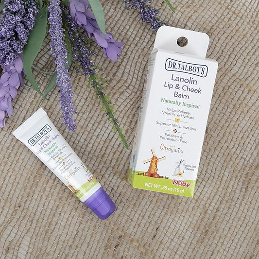 Dr. Talbot's Lanolin Lip & Cheek Balm for Baby, Naturally Inspired with Citroganix, Vanilla Milk Flavor, 0.35 Ounce
