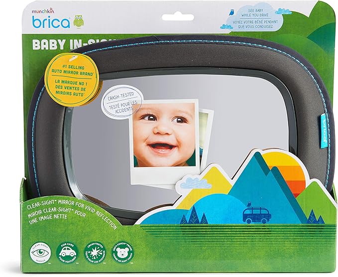 Munchkin Baby Car Mirror for Rear Facing Car Seats, Clear View Baby in-Sight Auto Mirror, Dark Grey