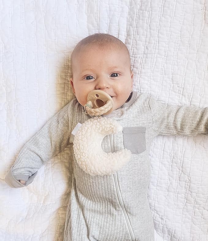 Itzy Ritzy Pacifier & Lovey Set with Detachable Plush Moon & Unicorn and Coordinating Toast & Pink Silicone Pacifiers, 0 Months & Up