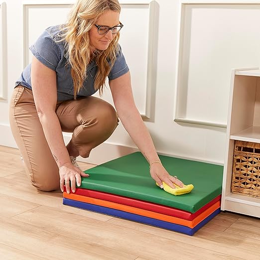 ECR4Kids SoftZone Play Patch Activity Mat Squares, Modular Playmat, Assorted, 4-Pack