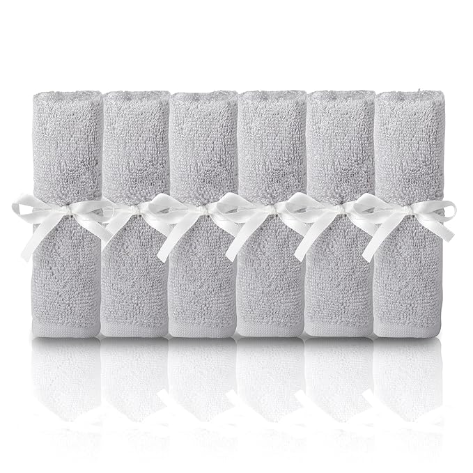 Natemia Baby Washcloths - 10"x10" Soft Cotton Baby Towels - Pack of 6 Multipurpose Reusable Wipes for Infants, Toddlers, and Parents