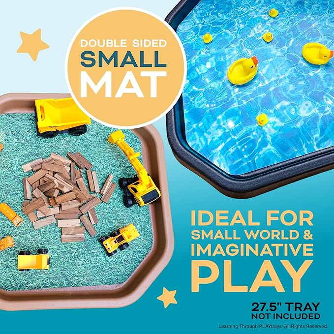Small Sensory Play Mat – Double Sided Grass & Water Tuff Tray Insert (Fits 27.5" Tuff Tray, Tray Not Included)