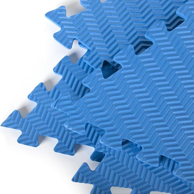 Tadpoles 12-Piece Rhombus Shaped Playmat | Interlocking Foam Mats | Soft and Durable | Total Floor Coverage of 54” x 40” | Ideal for the Playroom, Den, Bedroom, and More | For Kids and Adults | Blue