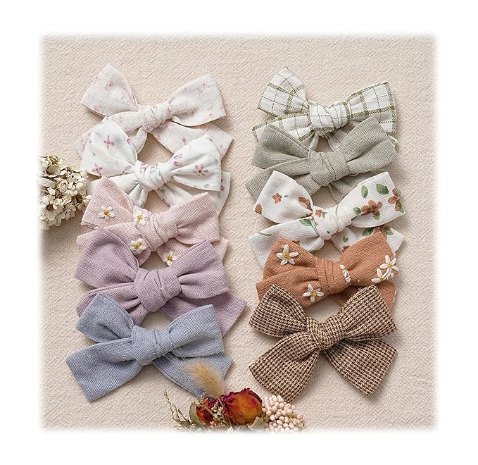 Hair Bows Clips for Girls,10 Pack Handmade Hair Accessories Barrettes Alligator Clips for Baby Toddler Infant School Gifts