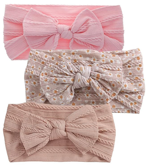XuoAz Baby Girls Bow Flora Headband Baby Turban Knotted Elastic Headwrap for Newborn Infant Toddler Hair Accessories