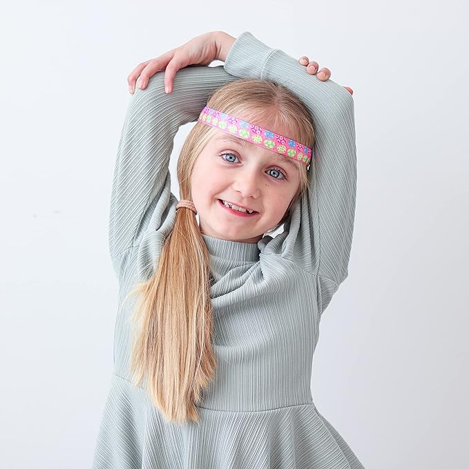FROG SAC 4 Easter Headbands for Girls, Adjustable No Slip Stretch Elastic Head Band for Kids, Thin Fabric Hair Accessories