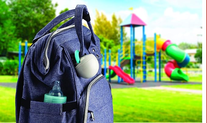 melii Pacifier Pod 1 Pack – Grey & Blue Pacifier Storage Container with Carabiner Clip
