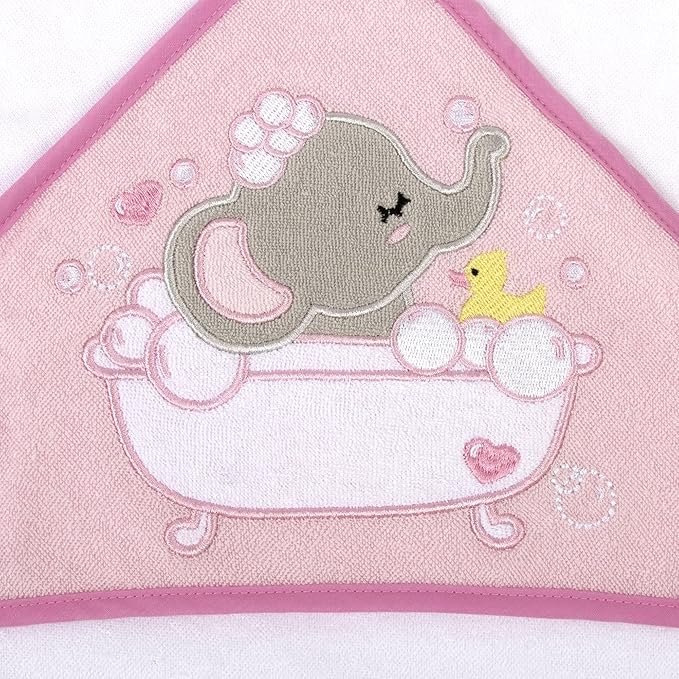 Baby Hooded Towel and Washcloth Set for Infants, Boys and Girls 6-12 Months (Effervescent Elephant)