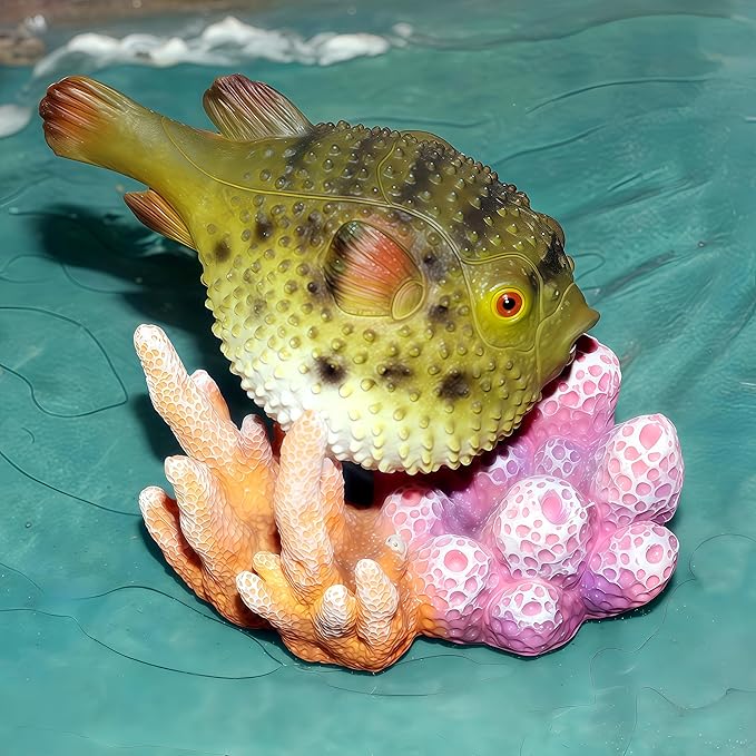 Gemini&Genius Pufferfish Toys for Kids, Realistic Puffer Fish Action Figures, Blowfish Toys, Under The Sea Life Figure Educational Gifts, Displays or Play Models, Collection for Kids Animal Lovers